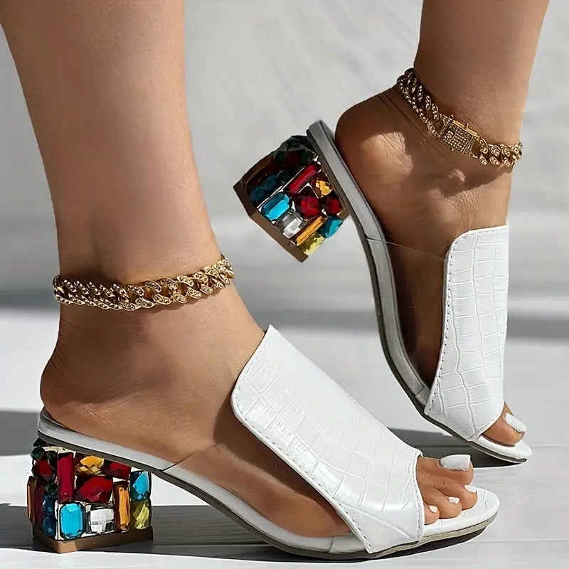Eliza - Crystal Block Heels