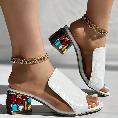 Eliza - Crystal Block Heels