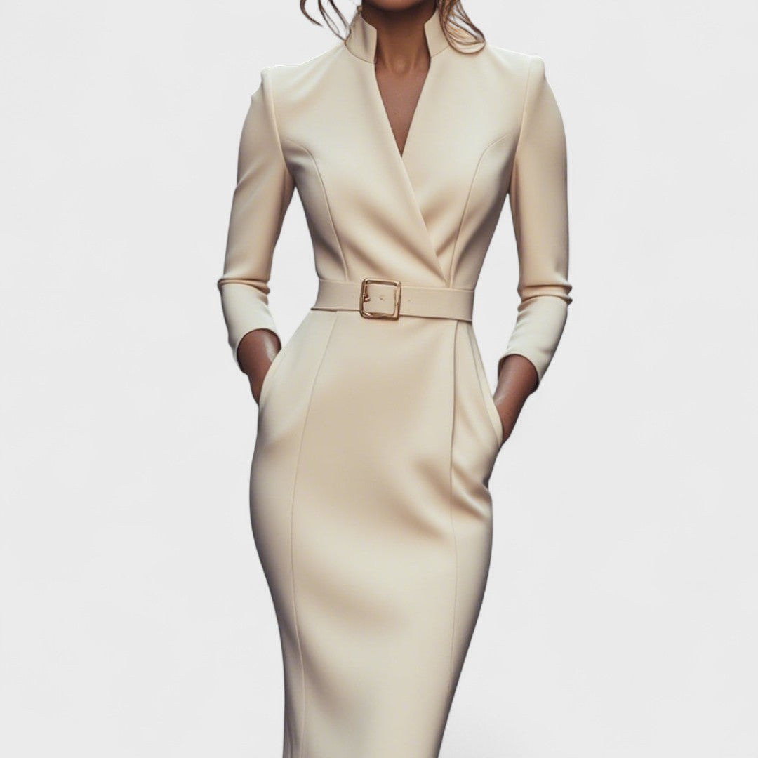 Olivia Luxe – The Belted Power Dress Maxi