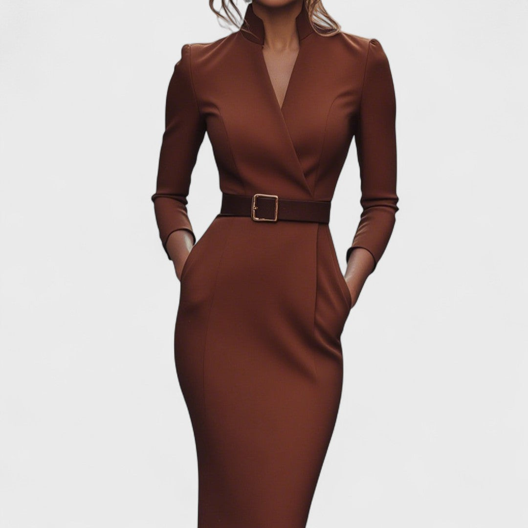 Olivia Luxe – The Belted Power Dress Maxi