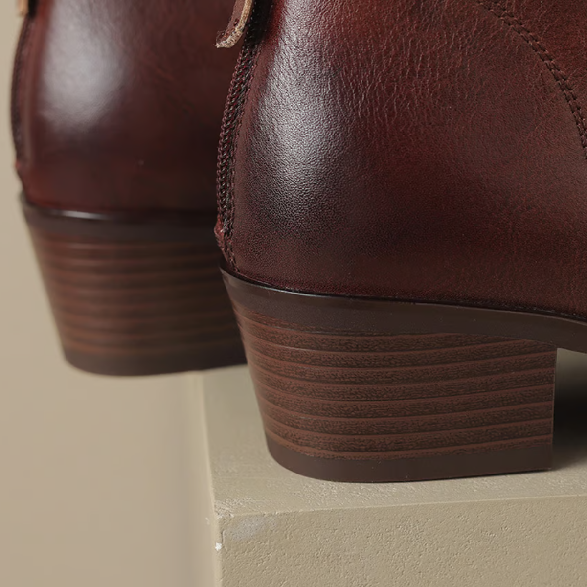 Camille | Luxury Leather Ankle Boots with Low Heel