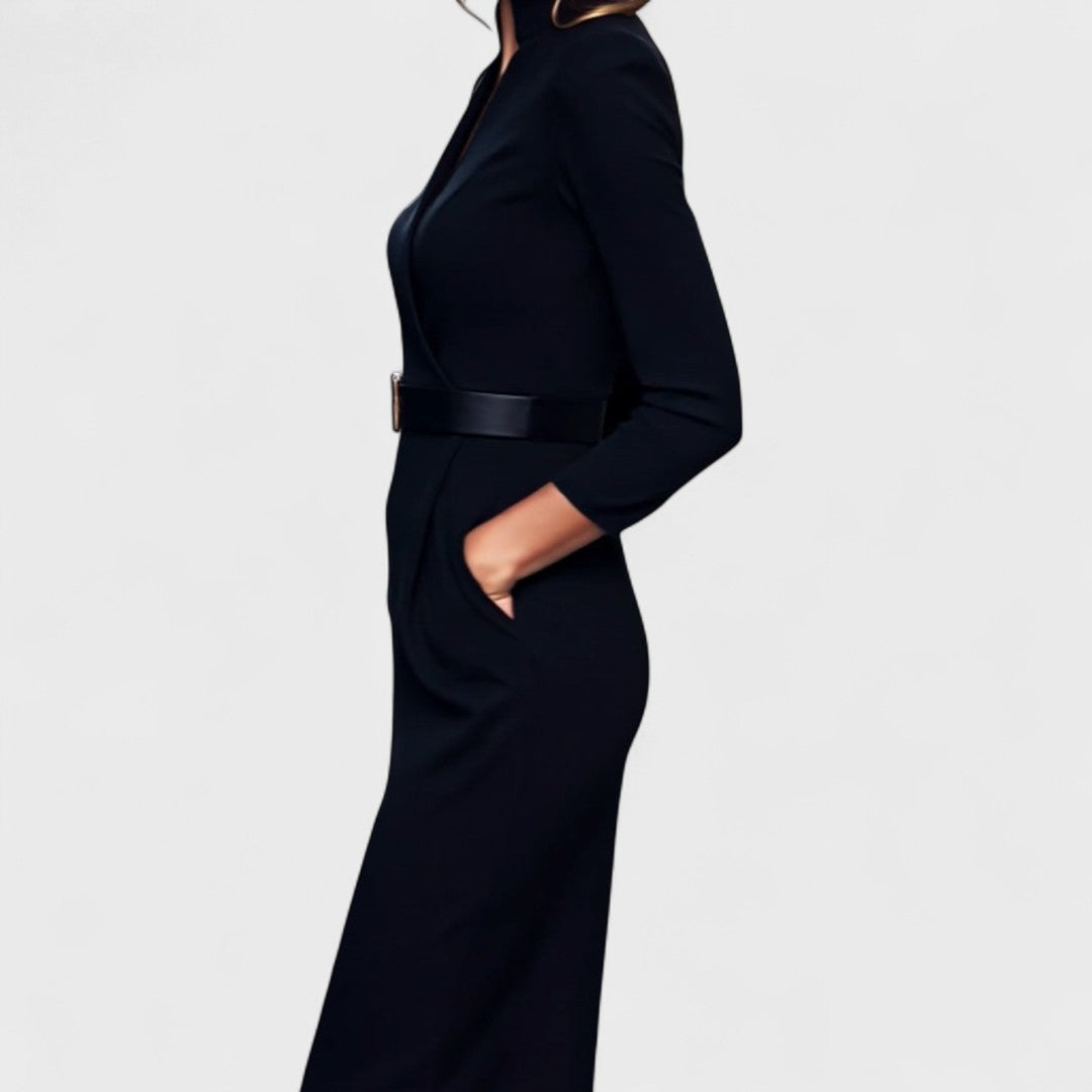 Olivia Luxe – The Belted Power Dress Maxi