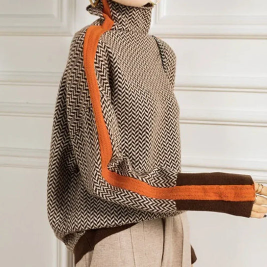 Emma | Herringbone Luxe Turtleneck