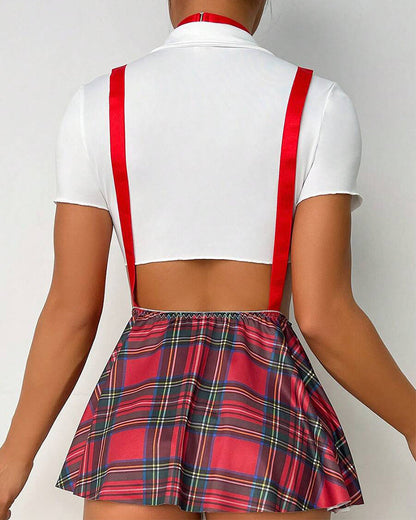 Leyla™ | Sexy 3-Piece Set with Crop Top, Pleated Skirt & Panty