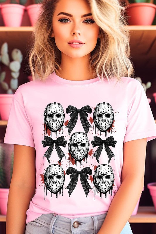 Horror Halloween Coquette Bow Graphic T Shirts