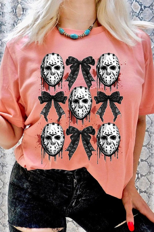 Horror Halloween Coquette Bow Graphic T Shirts