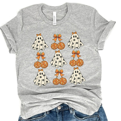 Retro ghost disco balls Halloween tee