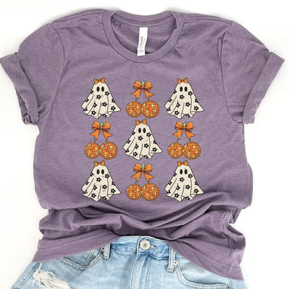 Retro ghost disco balls Halloween tee