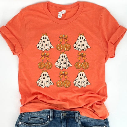 Retro ghost disco balls Halloween t-shirt