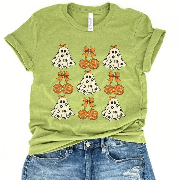 Retro ghost disco balls Halloween tee