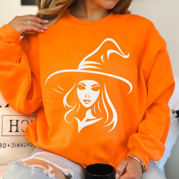 Minimalist Halloween witch graphic sweatshirt