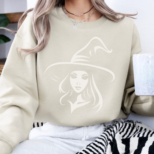 Minimalist Halloween witch graphic sweatshirt
