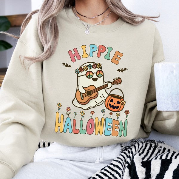 Funny retro hippie Halloween ghost sweatshirt