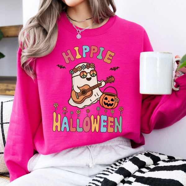 Funny retro hippie Halloween ghost sweatshirt