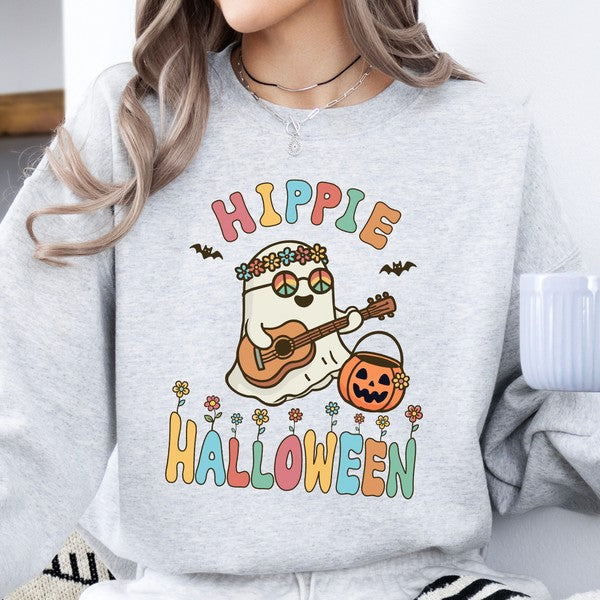 Funny retro hippie Halloween ghost sweatshirt