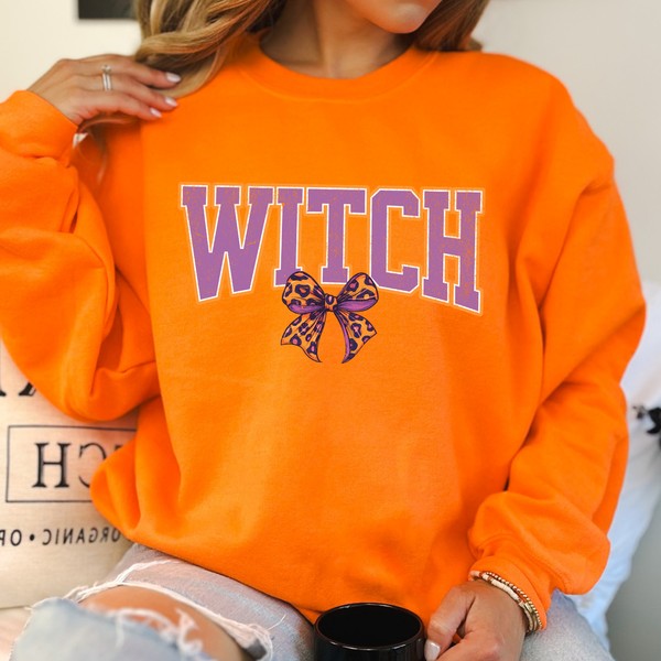 Witch Halloween sweatshirt, Coquette bow