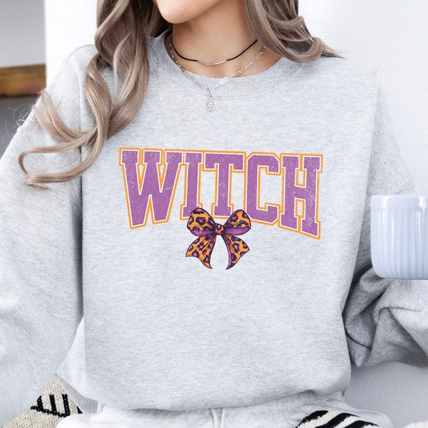 Witch Halloween sweatshirt, Coquette bow
