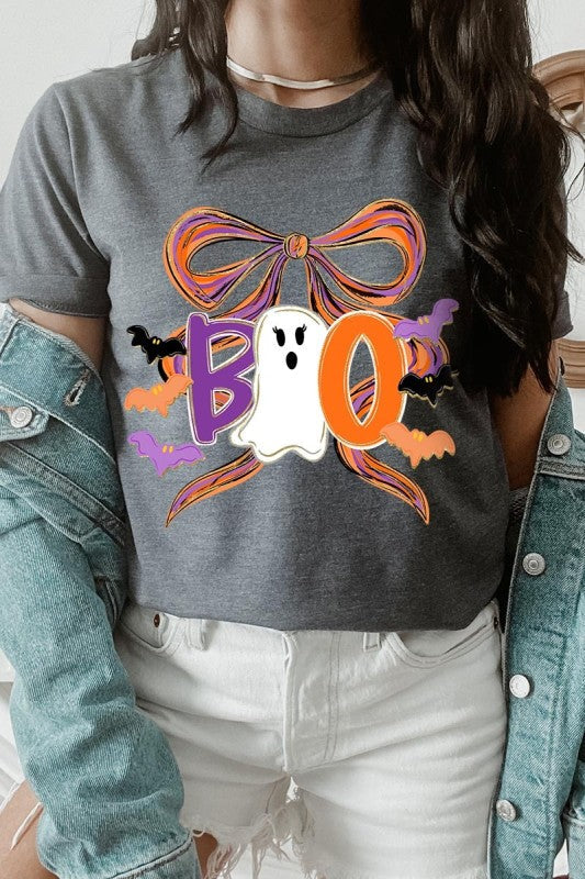 Boo Brushstroke Bow Graphic Tee