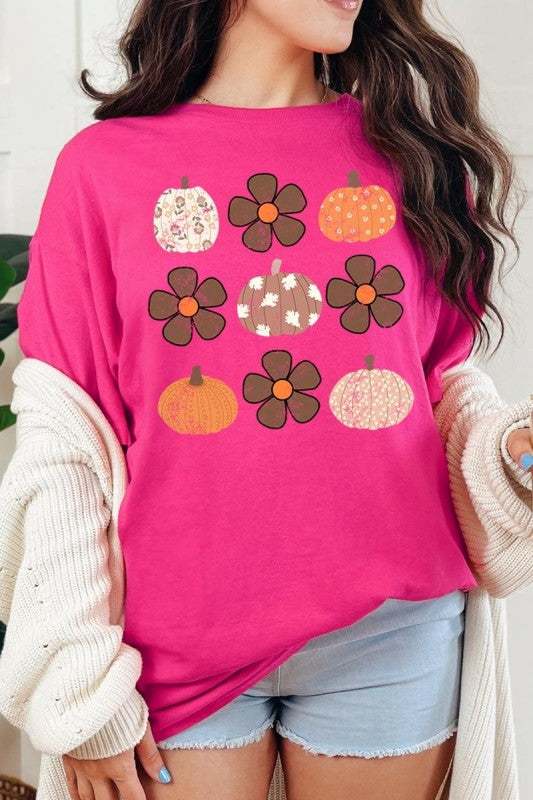 Pumpkins & Flowers Fall Graphic Heavy Cotton Tee