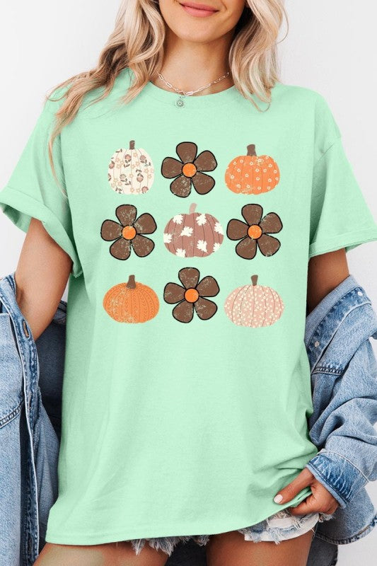 Pumpkins & Flowers Fall Graphic Heavy Cotton Tee