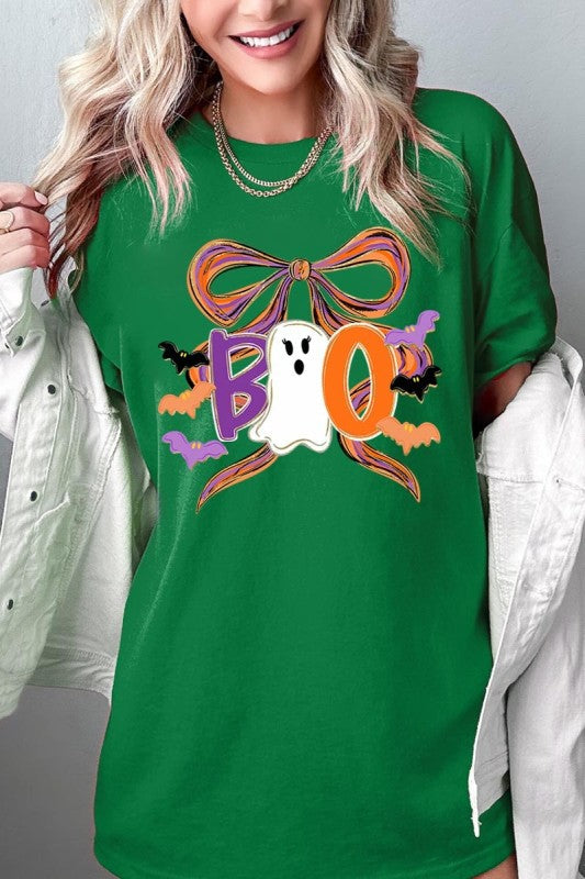 Boo Brushstroke Bow Graphic Heavy Cotton Tee