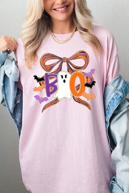 Boo Brushstroke Bow Graphic Heavy Cotton Tee