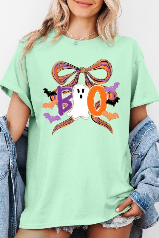 Boo Brushstroke Bow Graphic Heavy Cotton Tee