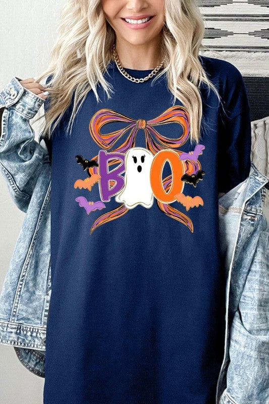 Boo Brushstroke Bow Graphic Heavy Cotton Tee