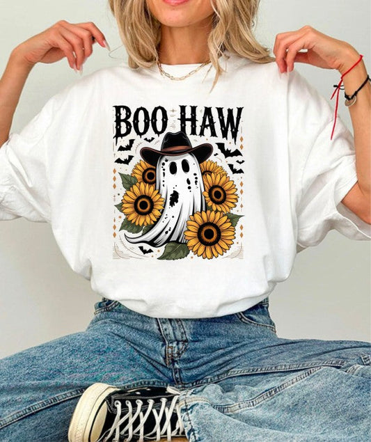 Boo Haw Halloween Graphic Tee Top