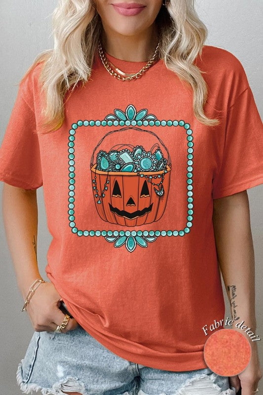 Halloween turquoise pumpkin Heavy Cotton Tee