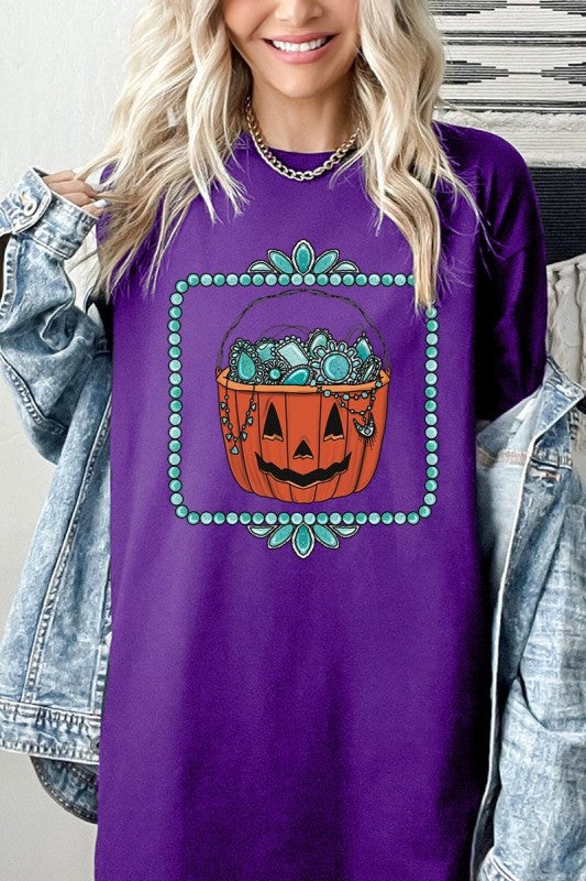 Halloween turquoise pumpkin Heavy Cotton Tee