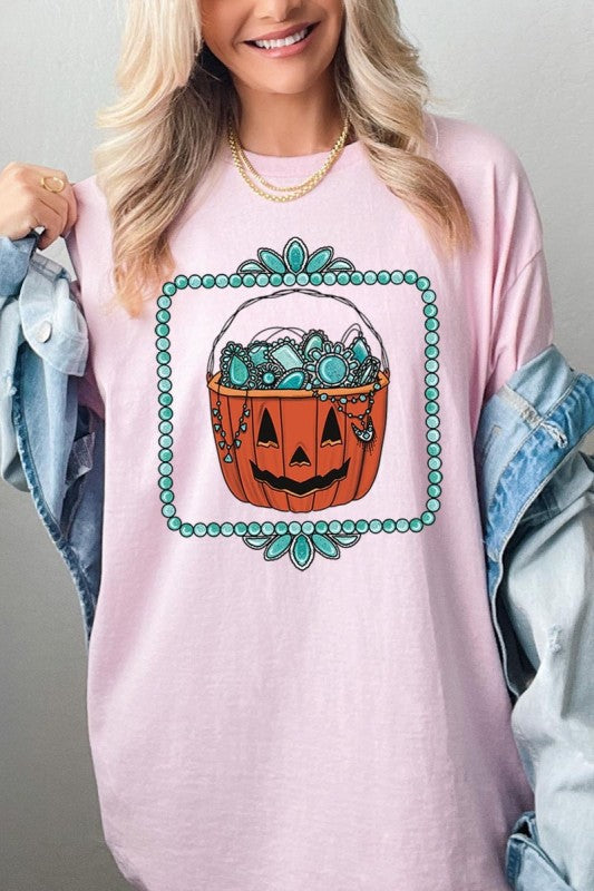 Halloween turquoise pumpkin Heavy Cotton Tee