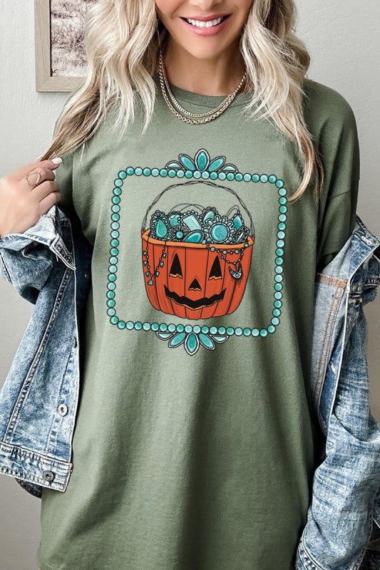 Halloween turquoise pumpkin Heavy Cotton Tee