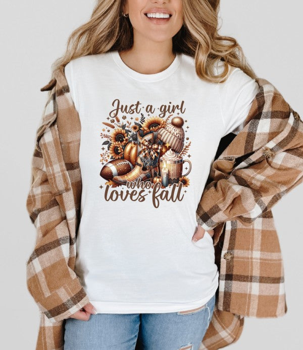 Just a Girl Who Loves Fall Graphic Tee Top