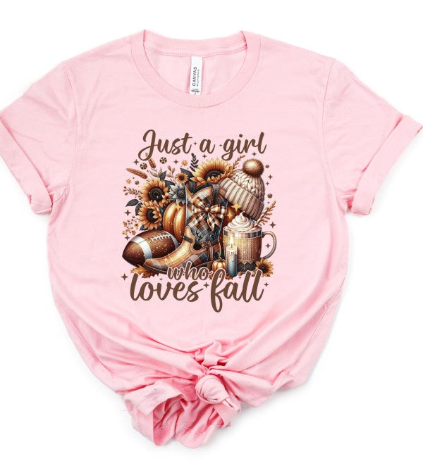 Just a Girl Who Loves Fall Graphic Tee Top