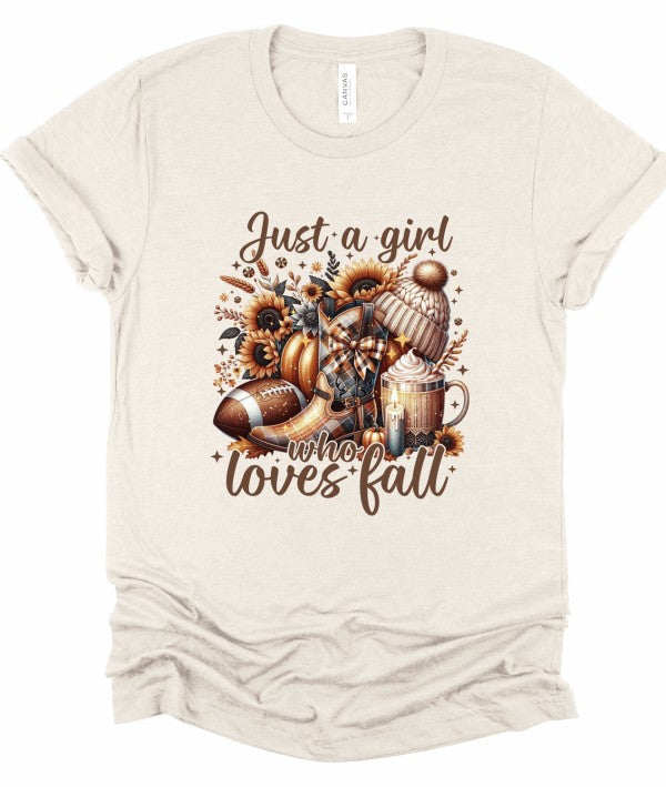 Just a Girl Who Loves Fall Graphic Tee Top
