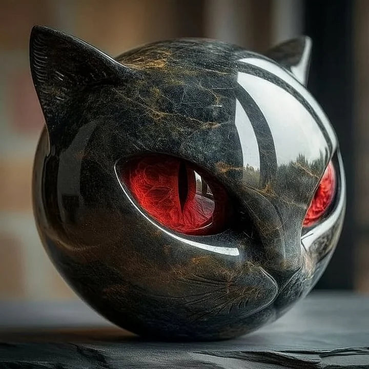 NyxCharm - Mystical Black Cat Head Sculpture