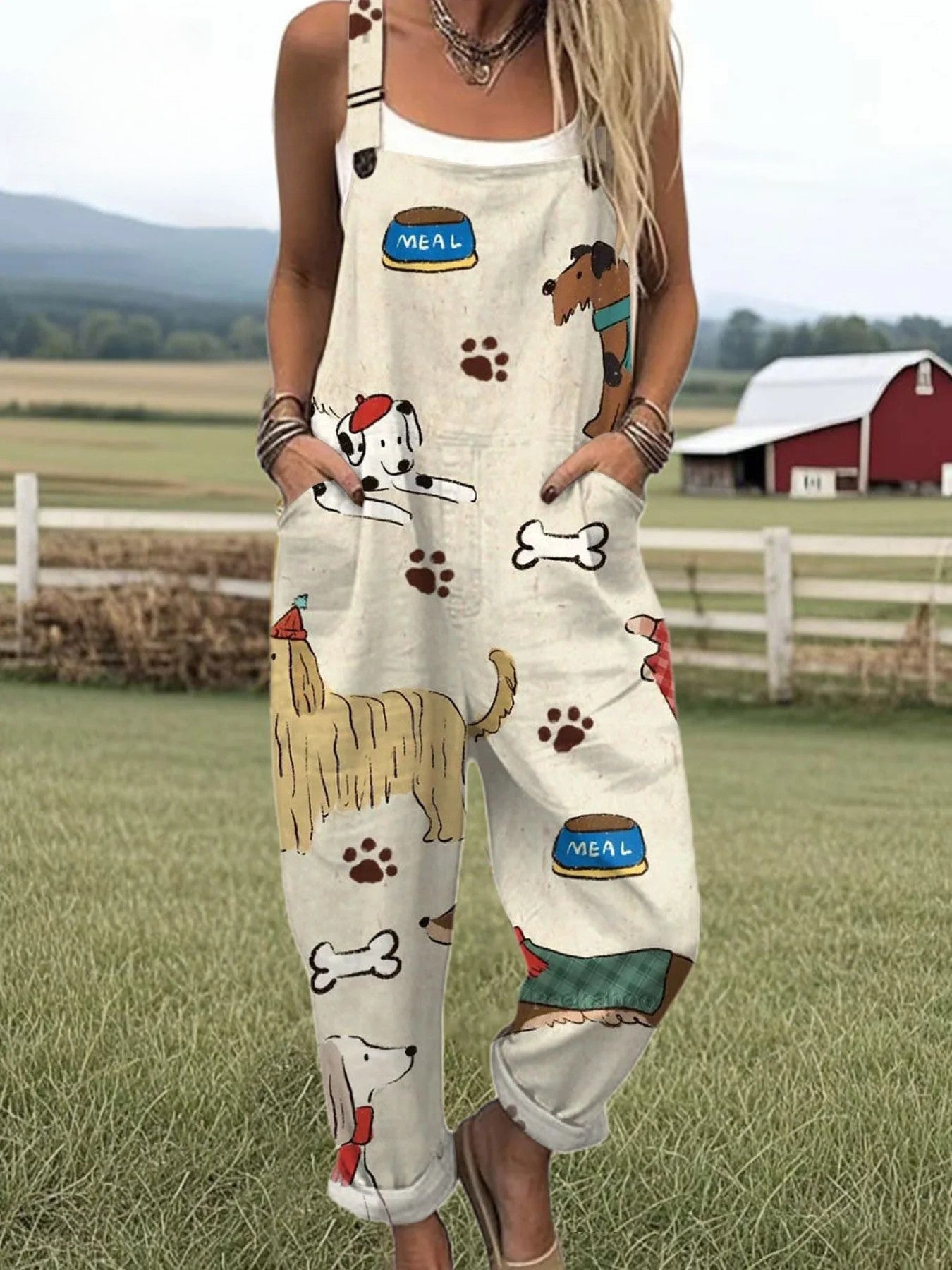 Woofsy - Playful Pup Print Jumpsuits
