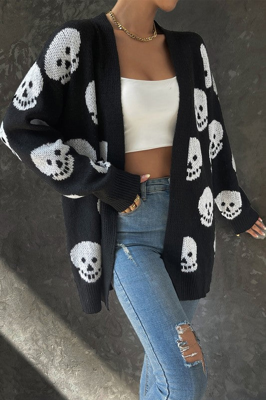Halloween Print Knit Cardigan