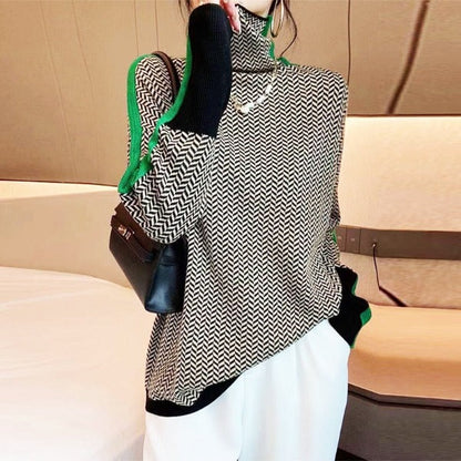 Emma | Herringbone Luxe Turtleneck