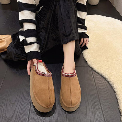 Braided Suede Platform Slippers