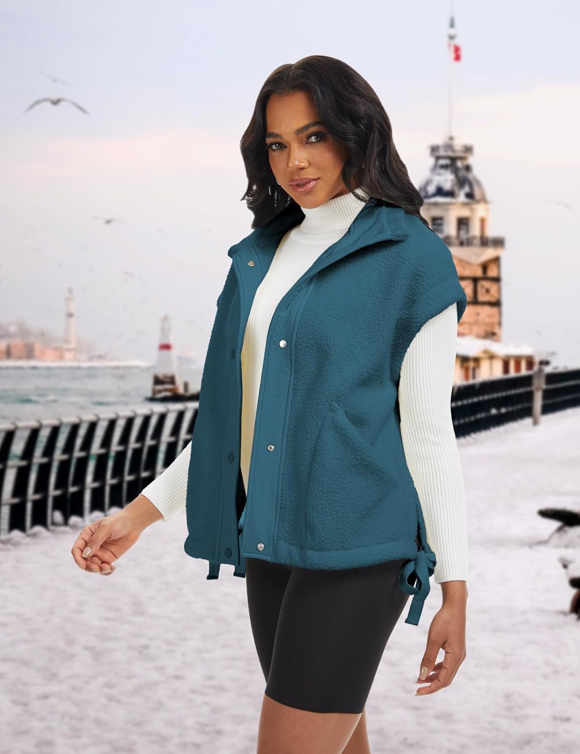 Ellen – Sleeveless Fuzzy Fleece Vest