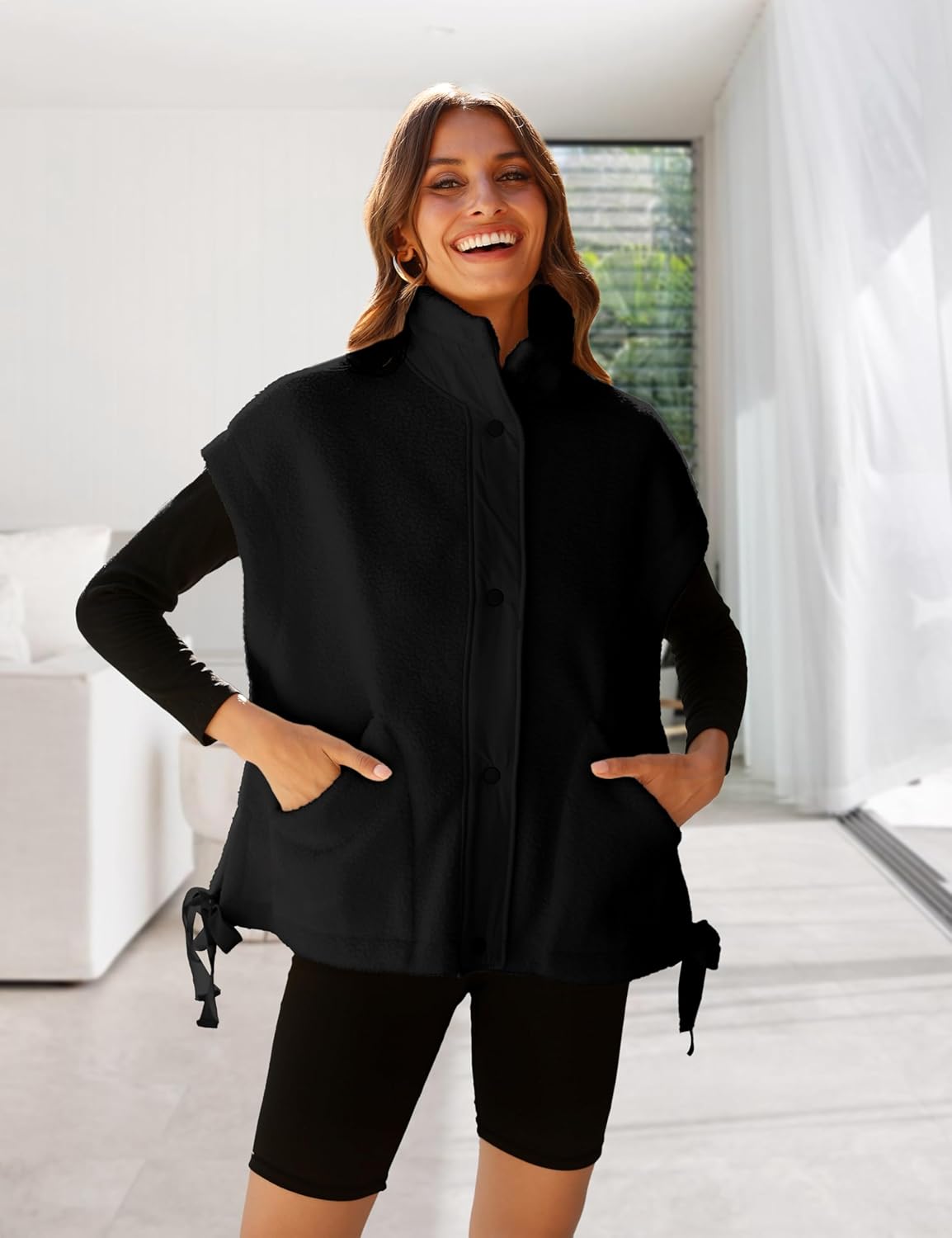 Ellen – Sleeveless Fuzzy Fleece Vest