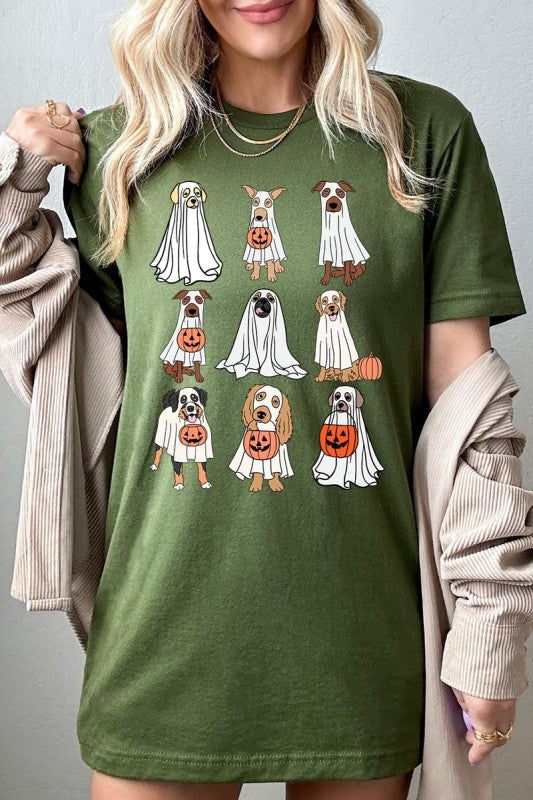 Halloween Ghost Dog Graphic Plus Tee