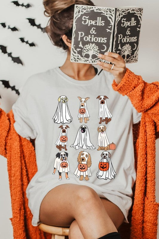 Halloween Ghost Dog Graphic Plus Tee
