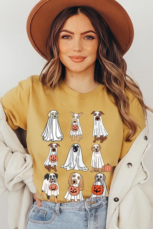 Halloween Ghost Dog Graphic Plus Tee
