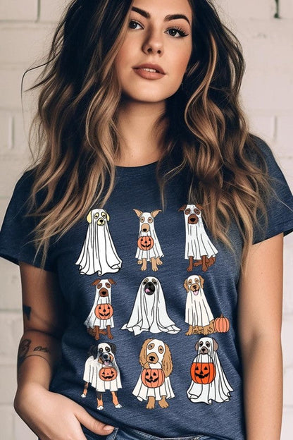 Halloween Ghost Dog Graphic Plus Tee