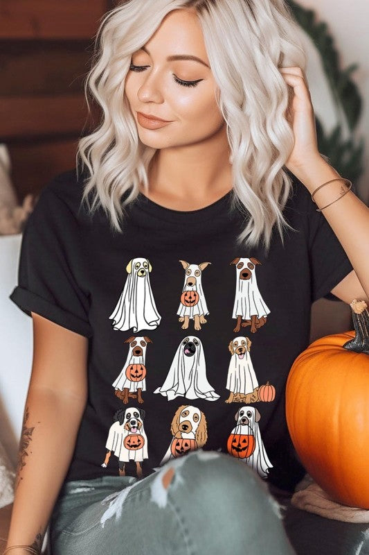 Halloween Ghost Dog Graphic Plus Tee