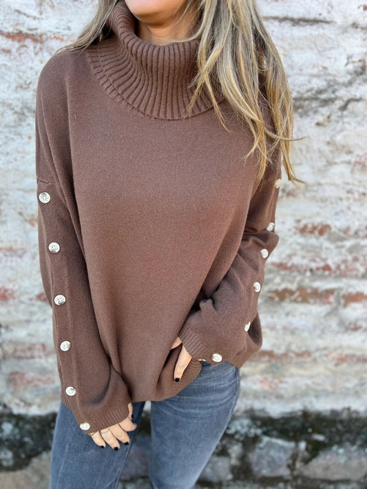 Thelma - Turtleneck Button Sweater