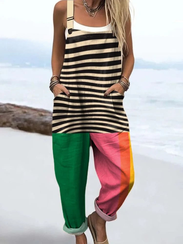 Zyra - Colorblock Stripe Jumpsuits